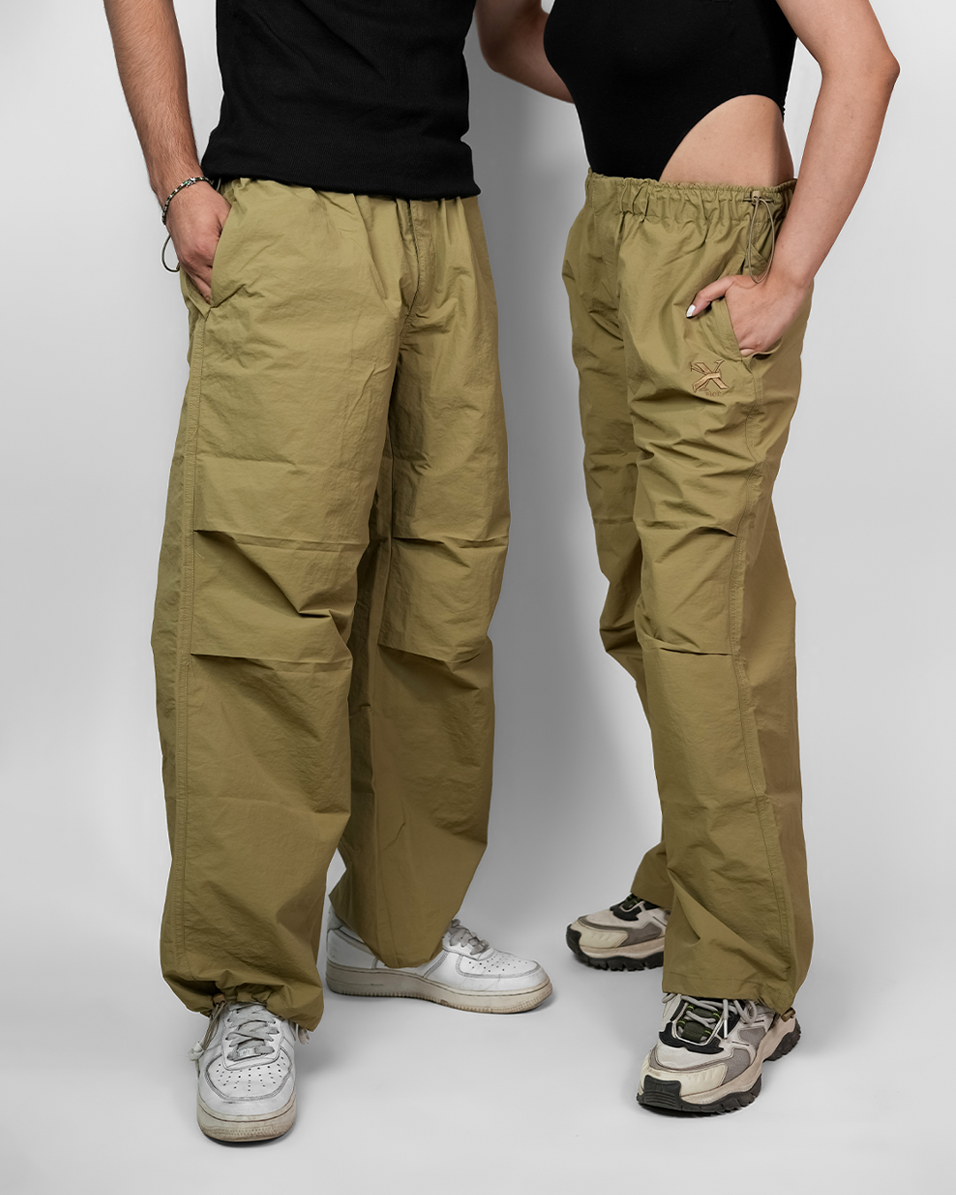PIVOT PARACHUTE PANTS X CARGOS [UNISEX] – MUSTARD & KHAKI