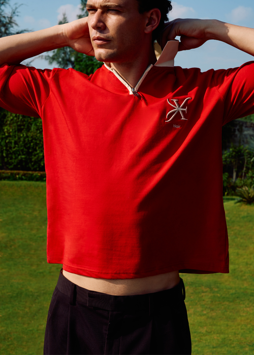 LOVE ONE FIRST LOVES ONE SELF CORE ZIP POLO TEE [UNISEX]-RED