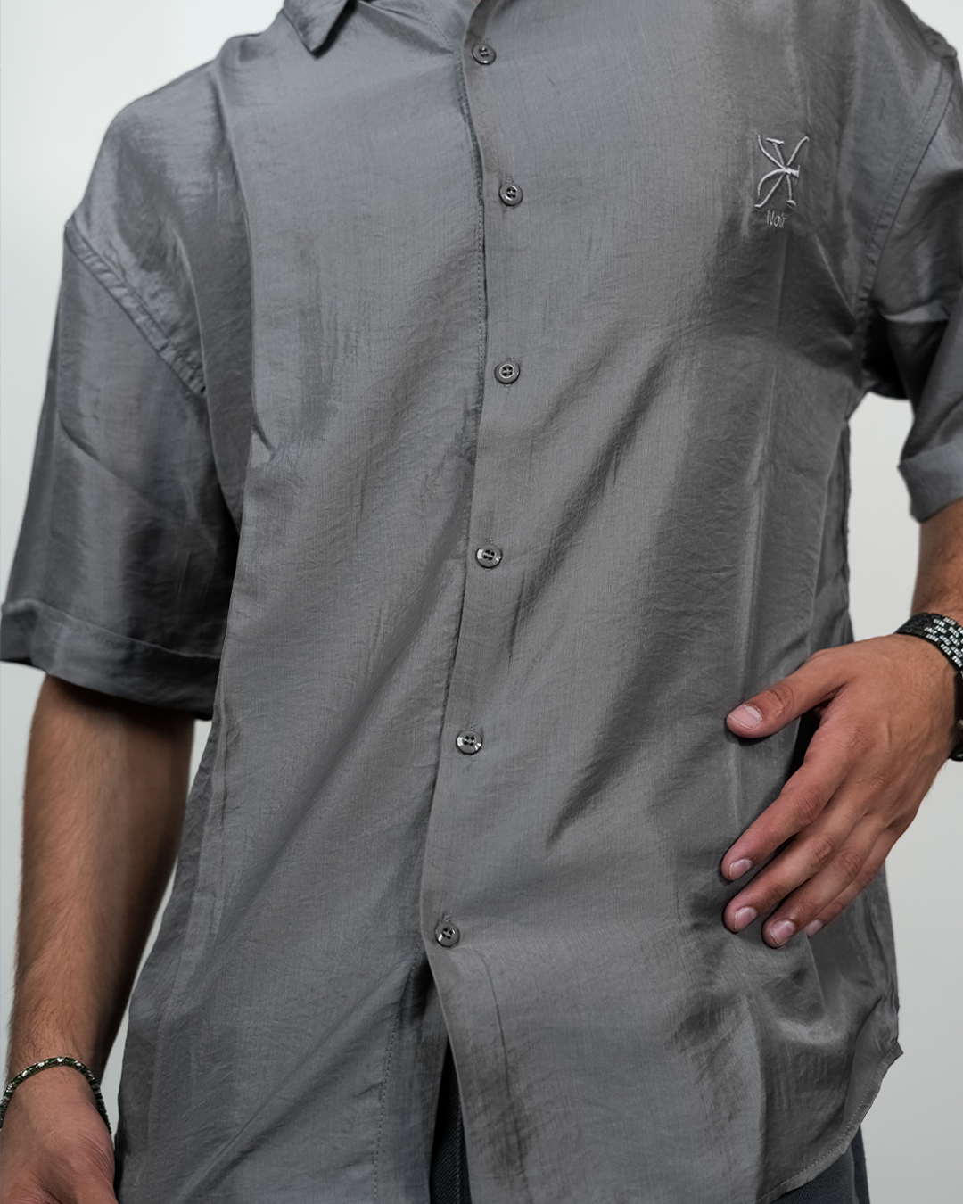 WEAVE BAGGY SHIRT – GLIMMERING GREY [UNISEX]