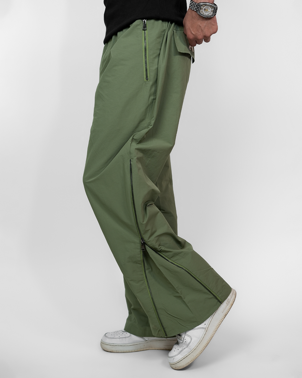 ZIPLINE WING PARACHUTE PANTS X CARGOS [UNISEX]-MATCHA GREEN
