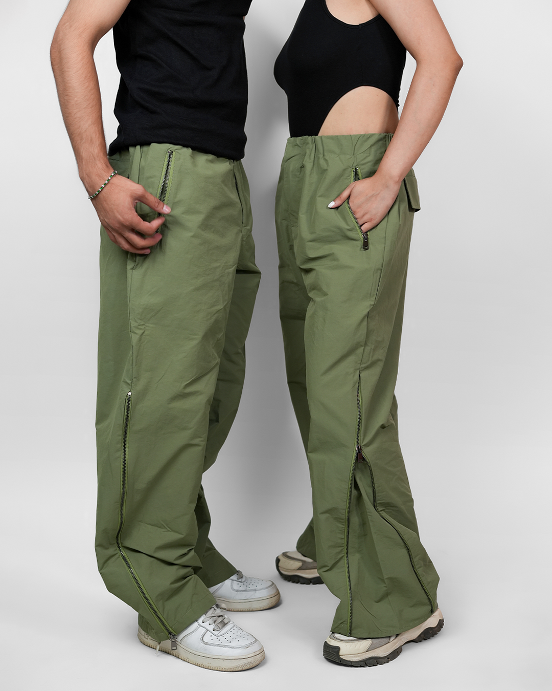 ZIPLINE WING PARACHUTE PANTS X CARGOS [UNISEX]-MATCHA GREEN