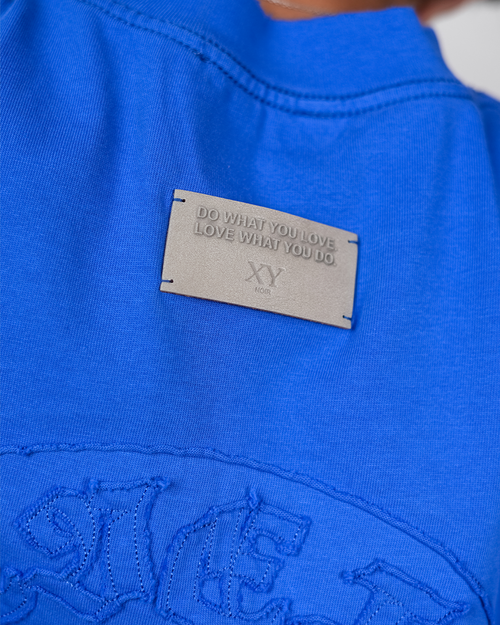 FRAY BELIEVE IN GOD EMBROIDERY TEE [UNISEX]-ELECTRIC BLUE