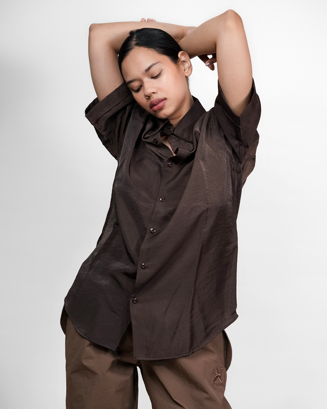 WEAVE BAGGY SHIRT – CHOCOLATE [UNISEX]