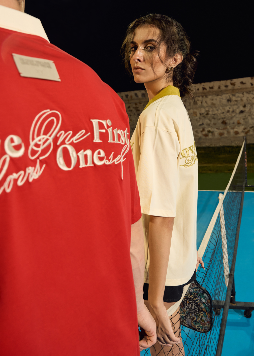 LOVE ONE FIRST LOVES ONE SELF CORE ZIP POLO TEE [UNISEX]-RED
