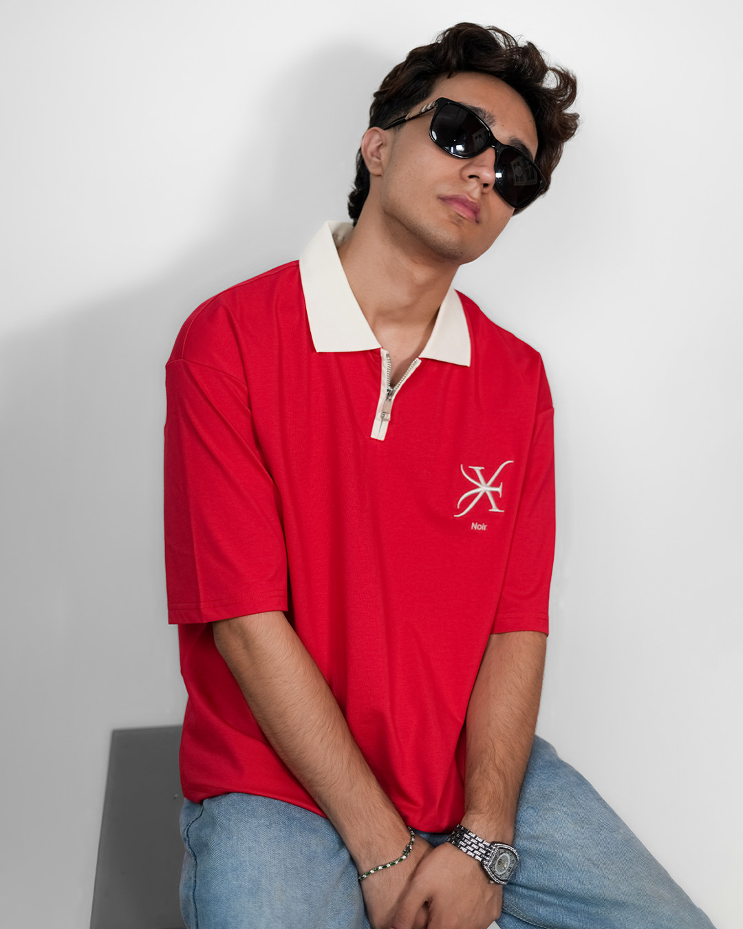 LOVE ONE FIRST LOVES ONE SELF CORE ZIP POLO TEE [UNISEX]-RED