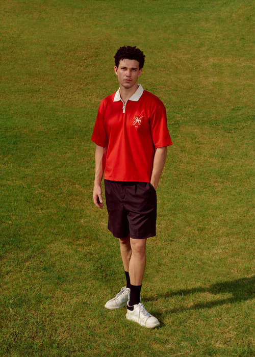 LOVE ONE FIRST LOVES ONE SELF CORE ZIP POLO TEE [UNISEX]-RED