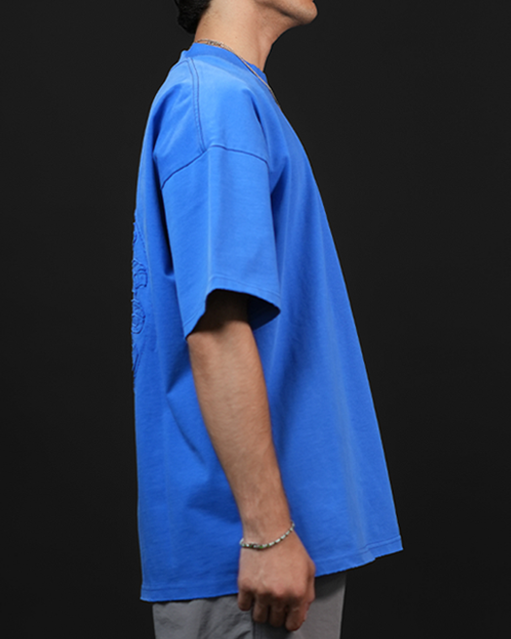 FRAY BELIEVE IN GOD EMBROIDERY TEE [UNISEX]-ELECTRIC BLUE