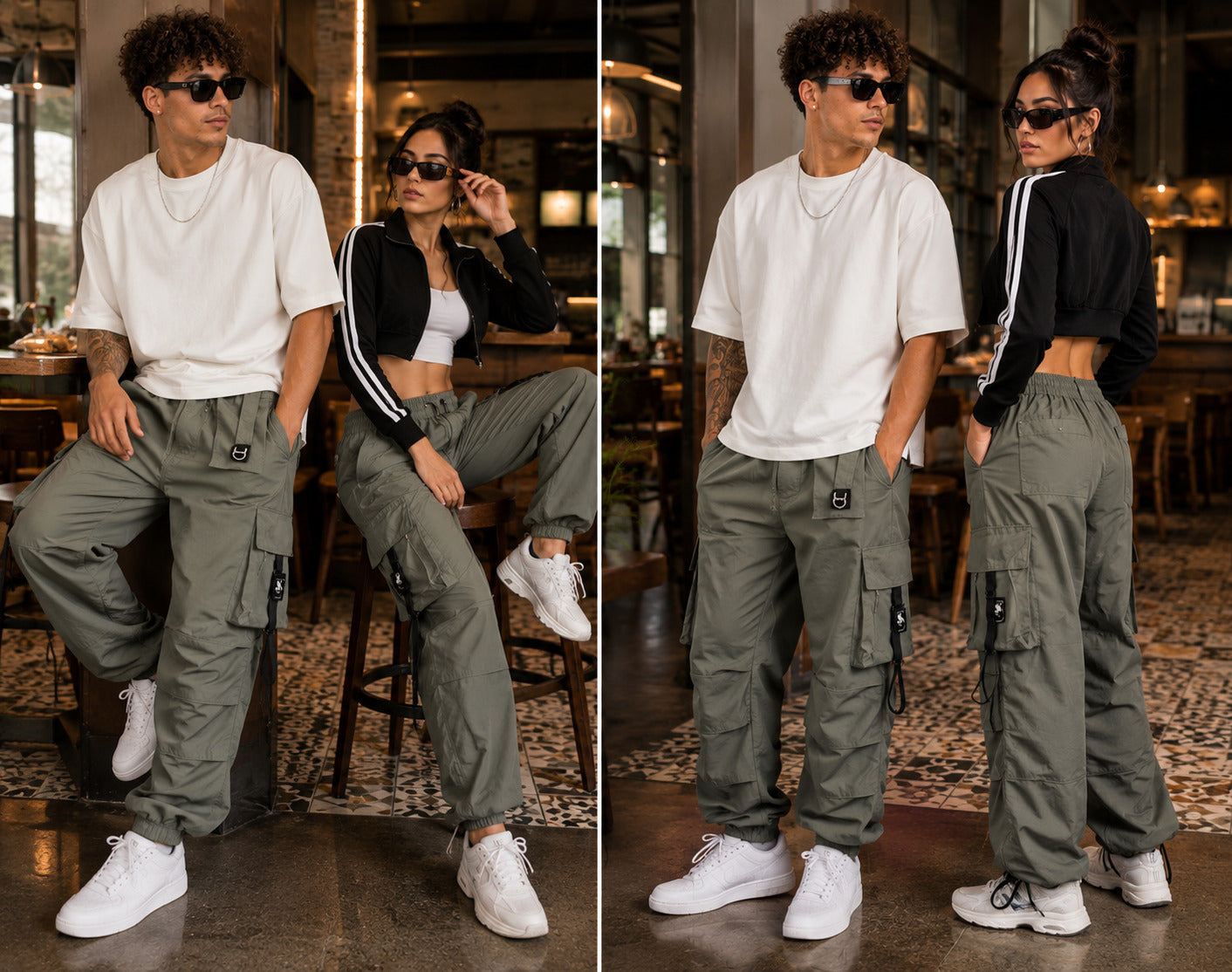 Noir Sage Green Utility Cargo Pants