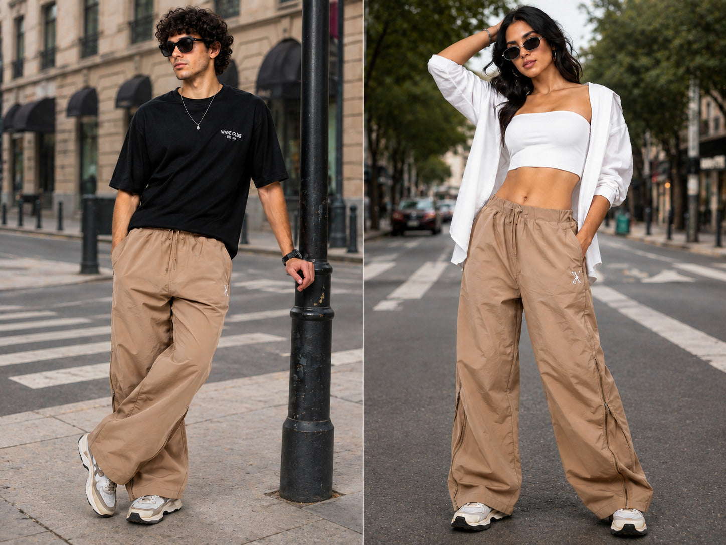 Noir Taupe Signature X Wide-Leg Pants