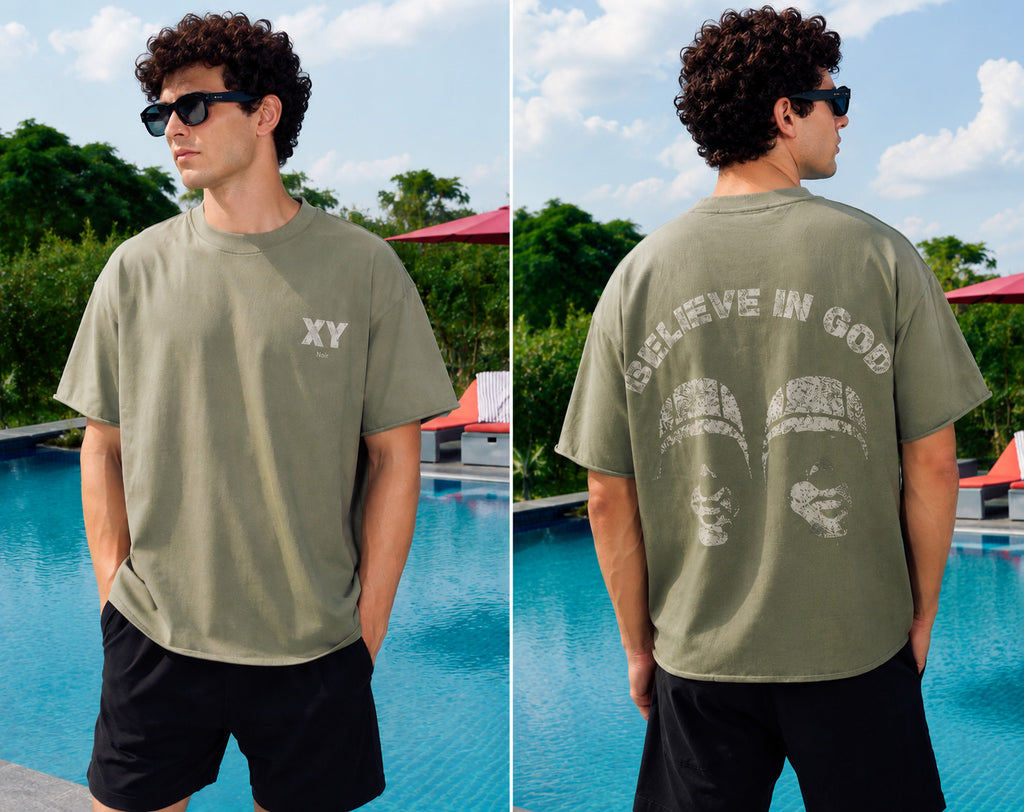 Noir Sage Green Believe In Good Oversized Tee