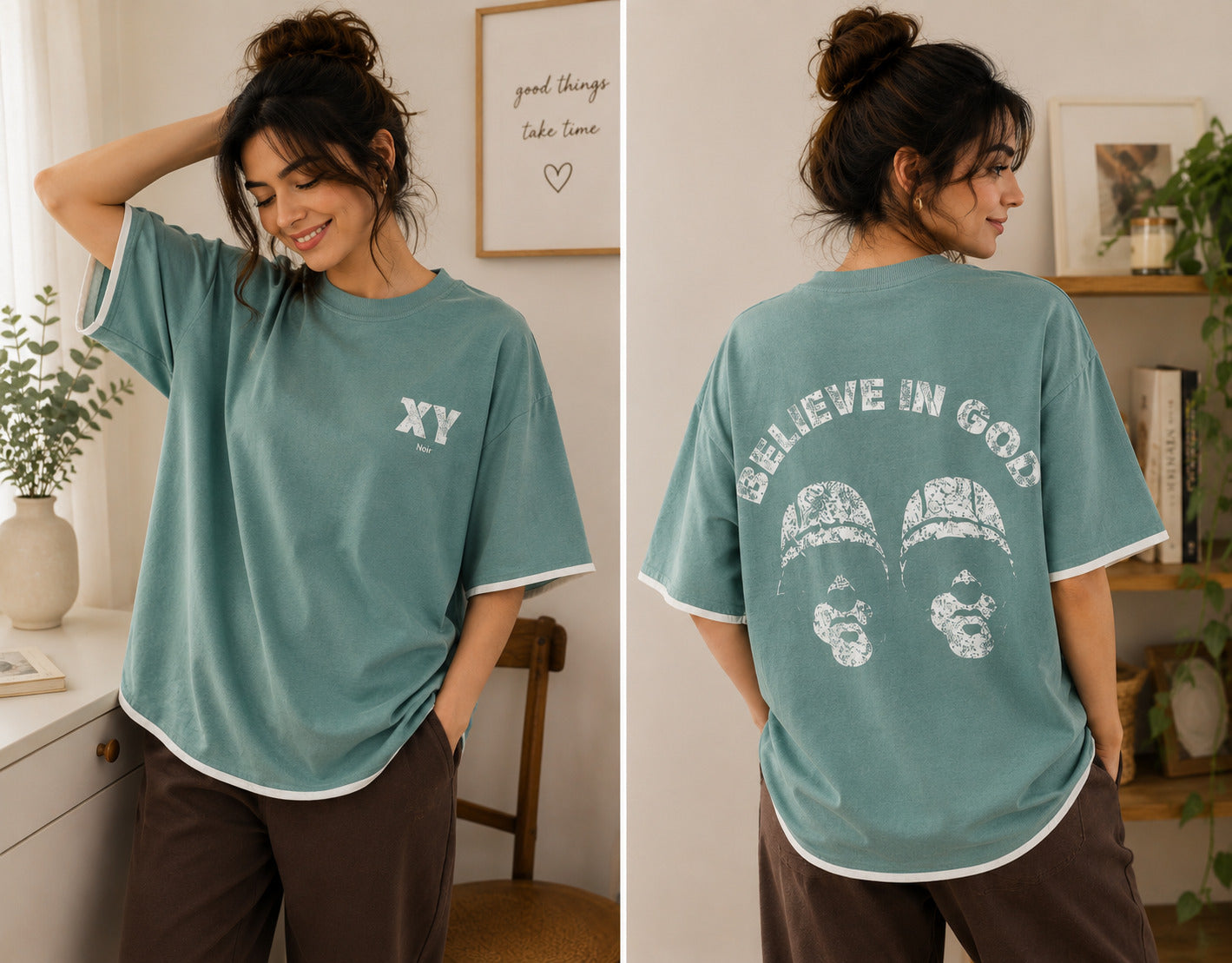 Noir Seafoam Believe In Good Oversized Tee