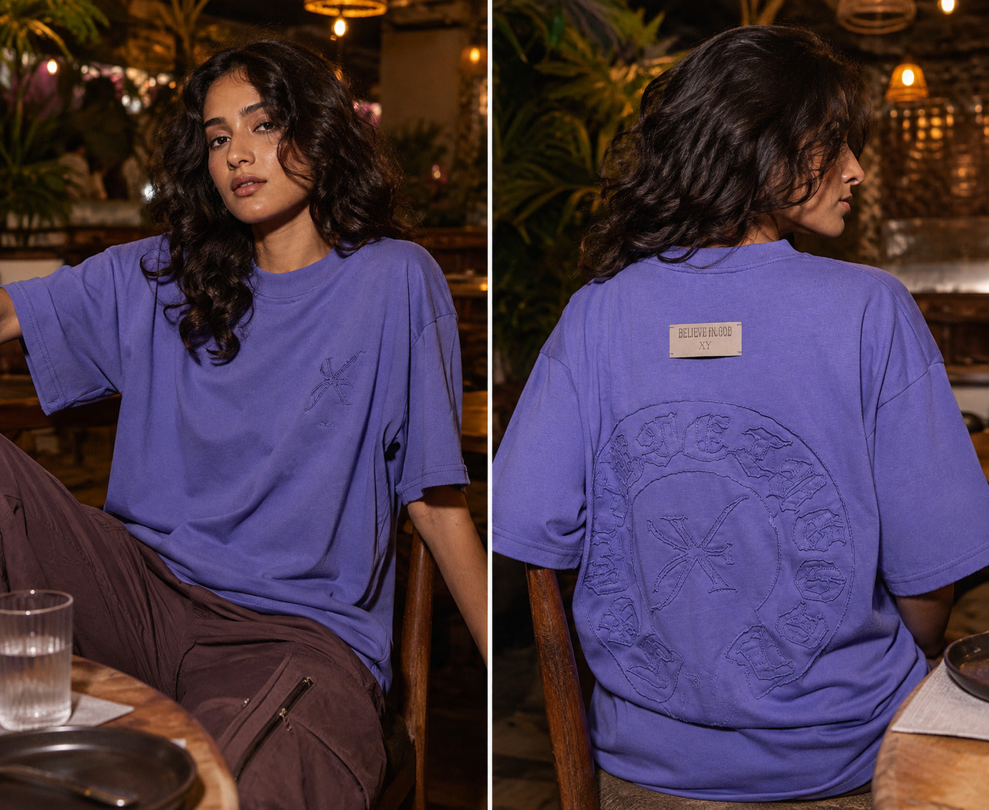 Noir Lavender Believe In Good Oversized Tee