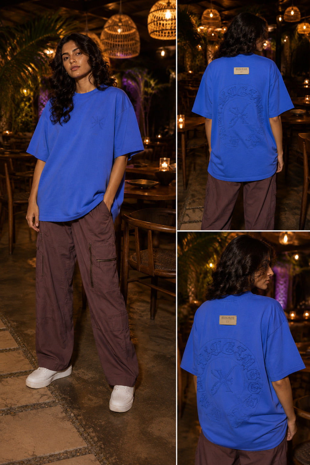 Noir Electric Blue Shadow X Oversized Tee