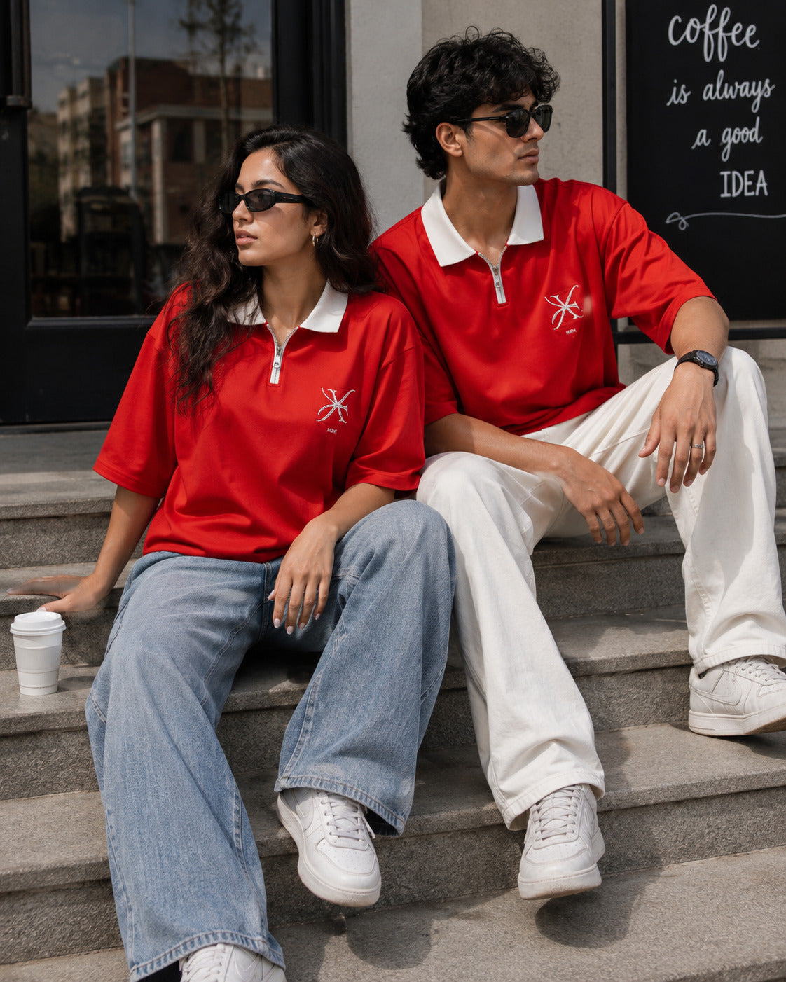 Noir Red Signature Zip Polo