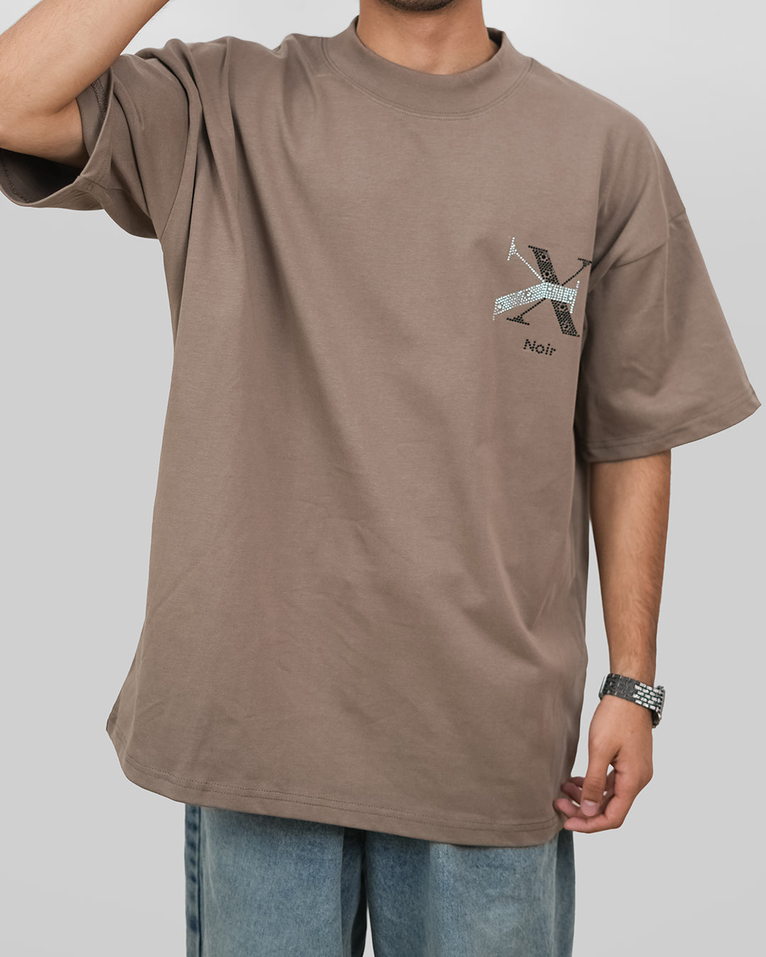 RHINESTONE EMBER TEE [UNISEX]-CEDAR BROWN