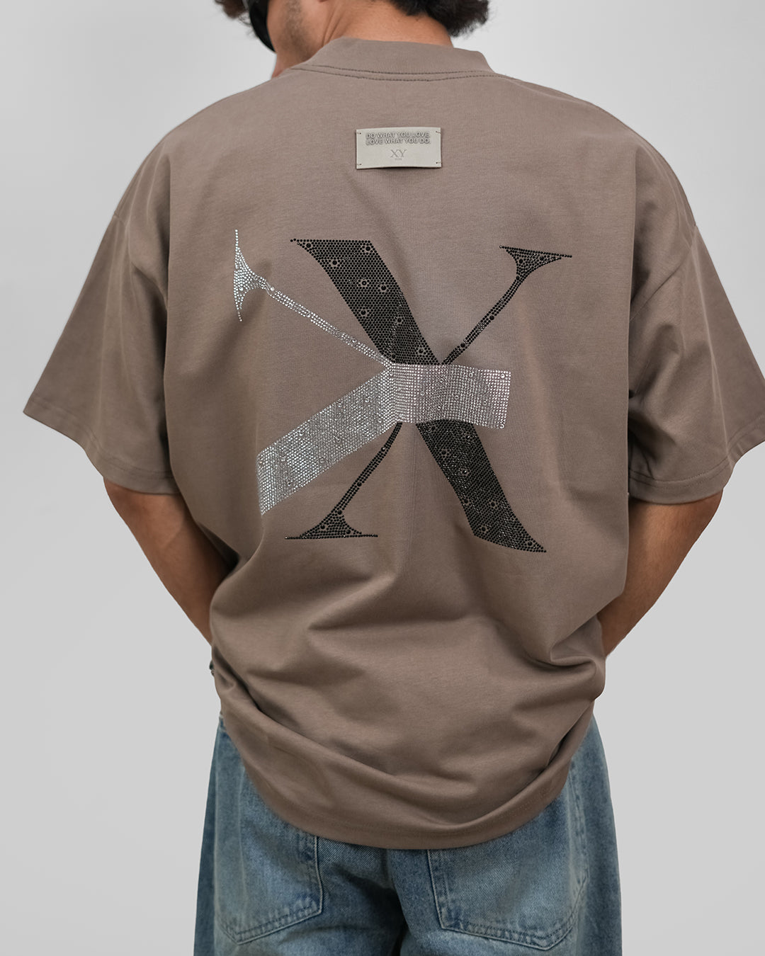 RHINESTONE EMBER TEE [UNISEX]-CEDAR BROWN