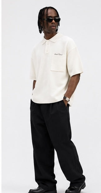Noir Textured Knit Polo