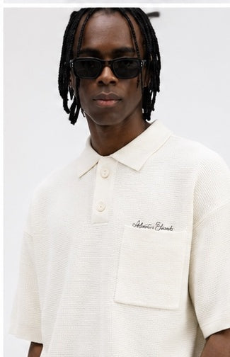Noir Textured Knit Polo