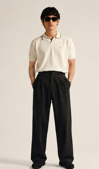 Noir Pleated Wide-Leg Trousers