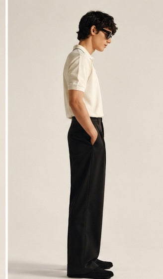 Noir Pleated Wide-Leg Trousers