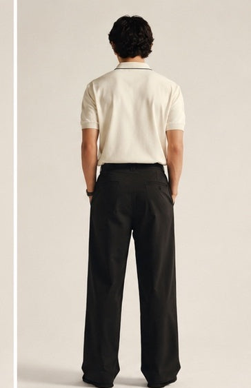 Noir Pleated Wide-Leg Trousers