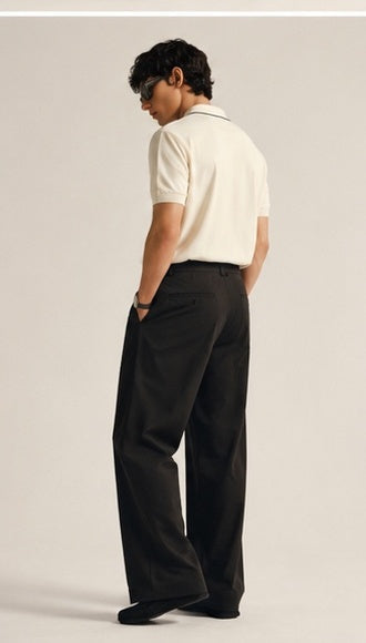 Noir Pleated Wide-Leg Trousers