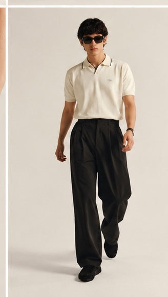 Noir Pleated Wide-Leg Trousers