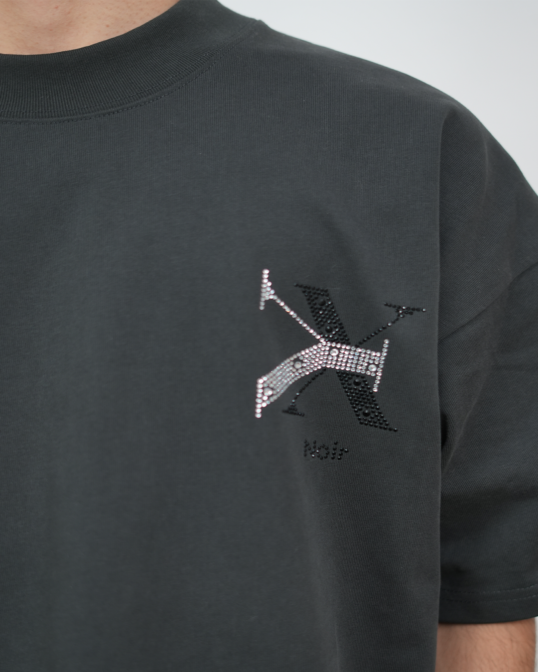 RHINESTONE EMBER TEE [UNISEX]- CHARCOAL GREY