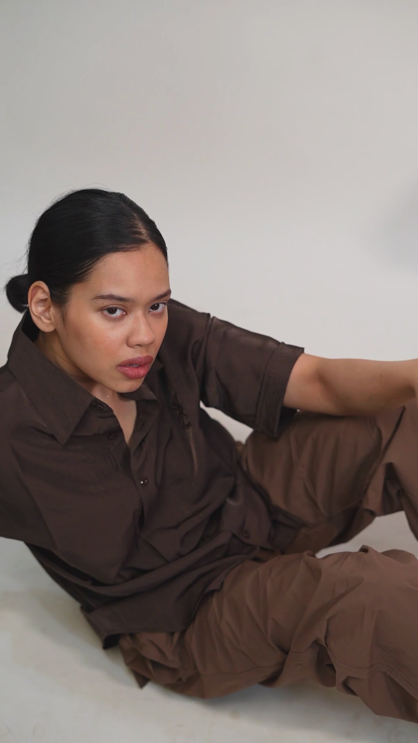 WEAVE BAGGY SHIRT – CHOCOLATE [UNISEX]