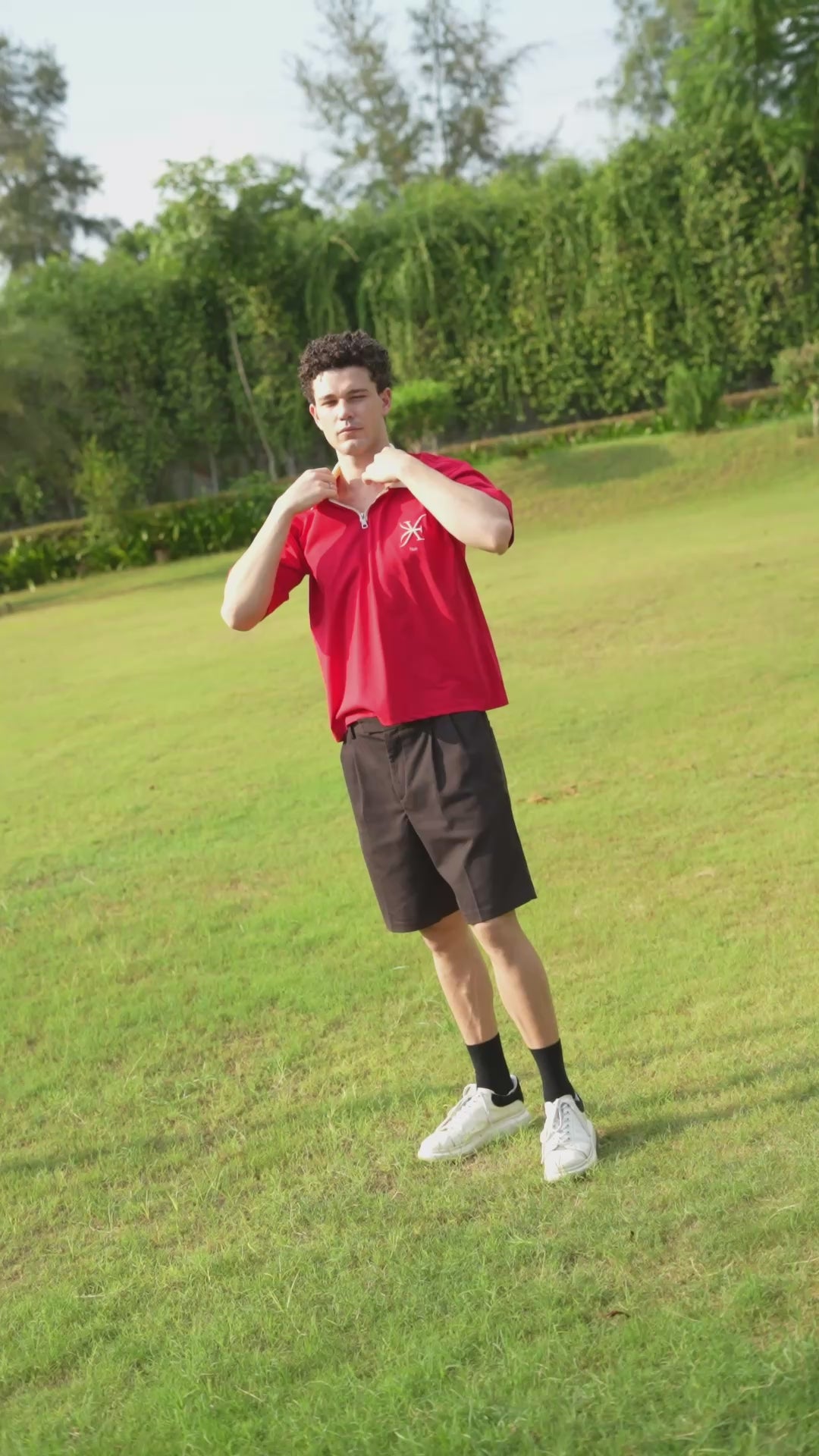 LOVE ONE FIRST LOVES ONE SELF CORE ZIP POLO TEE [UNISEX]-RED